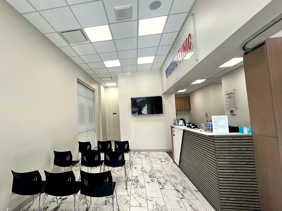Secord Clinic patient waiting area with seating and reception
